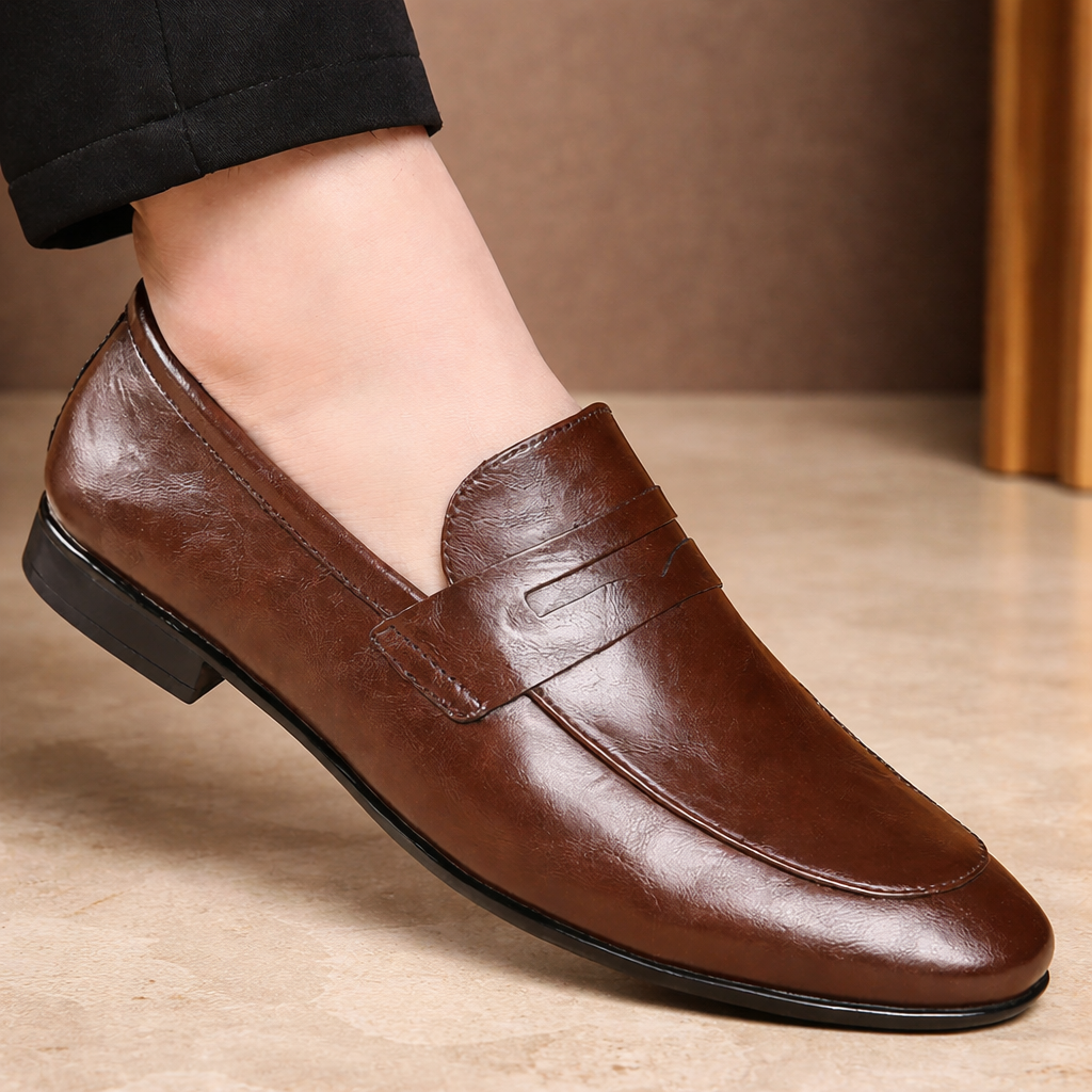 Men's Leather Penny Loafers – detail view | Hensley London