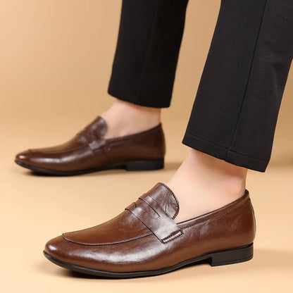 Men's Leather Penny Loafers – product view | Hensley London