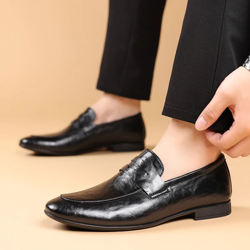 Men's Leather Penny Loafers – product view | Hensley London