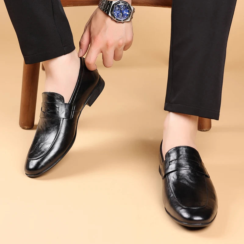 Men's Leather Penny Loafers – product view | Hensley London