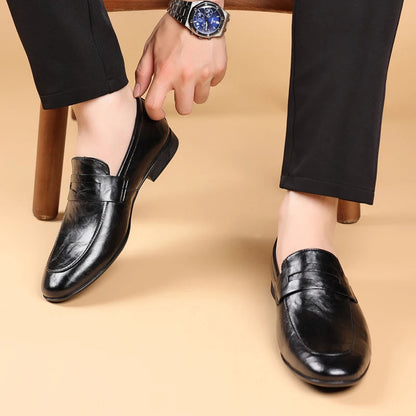 Men's Leather Penny Loafers – product view | Hensley London