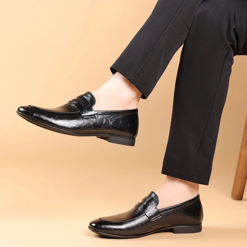 Men's Leather Penny Loafers – product view | Hensley London