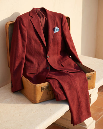 Men's Linen-Blend Two-Piece Suit – trouser detail | Hensley London