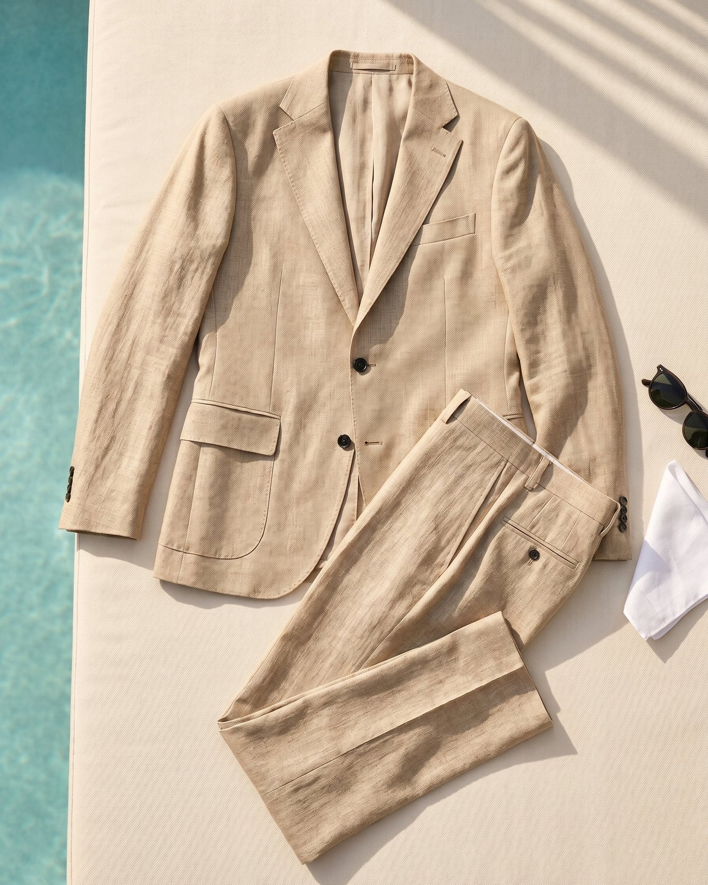 Men's Linen-Blend Two-Piece Suit – back view | Hensley London