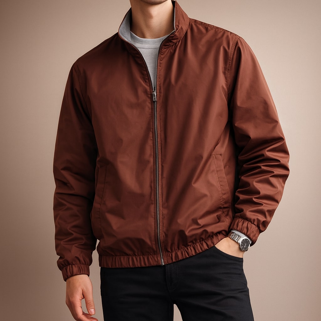 Men's Reversible Zip-Front Jacket – reversible detail view | Hensley London
