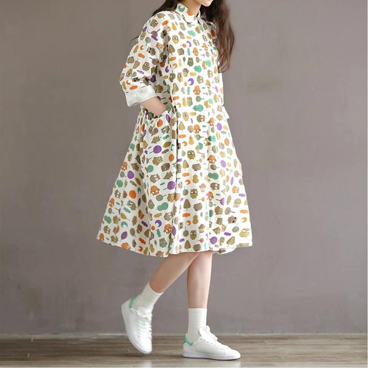 Rela Linen Dress | Floral Print, Comfortable Loose Fit, Large Pockets