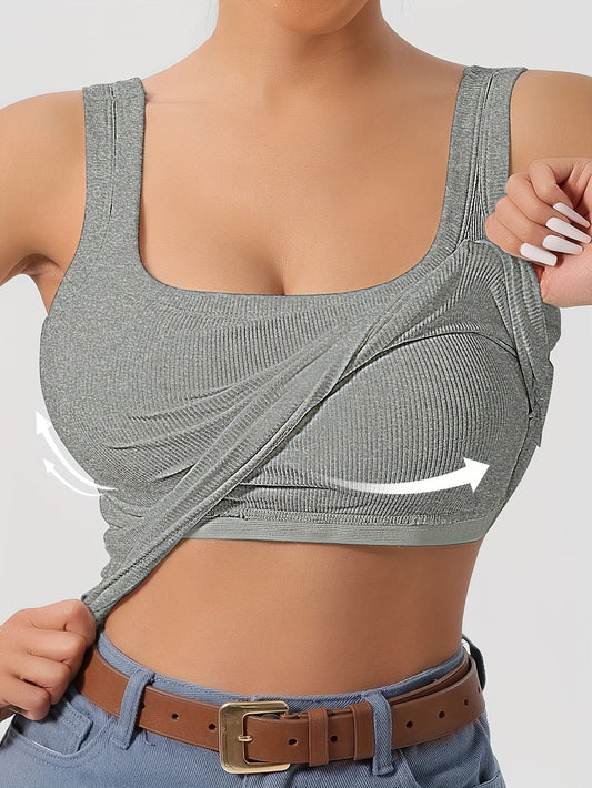 Ribbed Crop Tank Top with Built-in Support for Women – Comfortable and Stylish 0