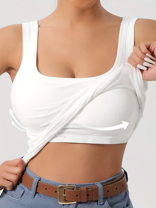 Ribbed Crop Tank Top with Built-in Support for Women – Comfortable and Stylish 1