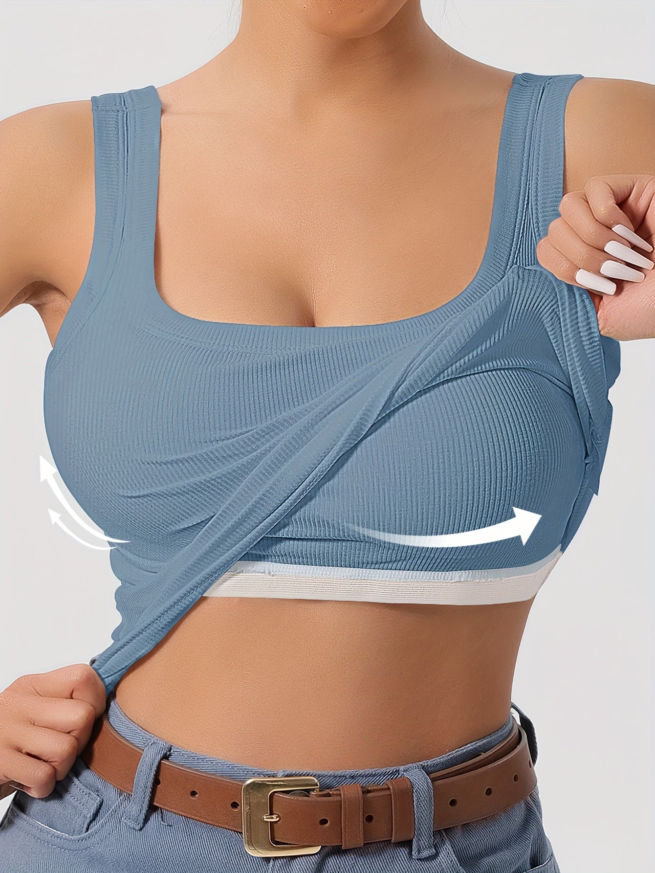 Ribbed Crop Tank Top with Built-in Support for Women – Comfortable and Stylish 2