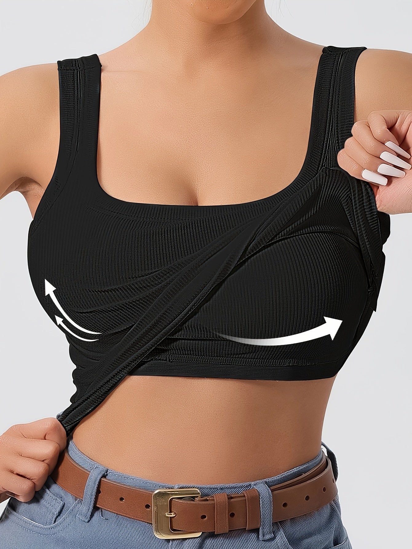Ribbed Crop Tank Top with Built-in Support for Women – Comfortable and Stylish 3