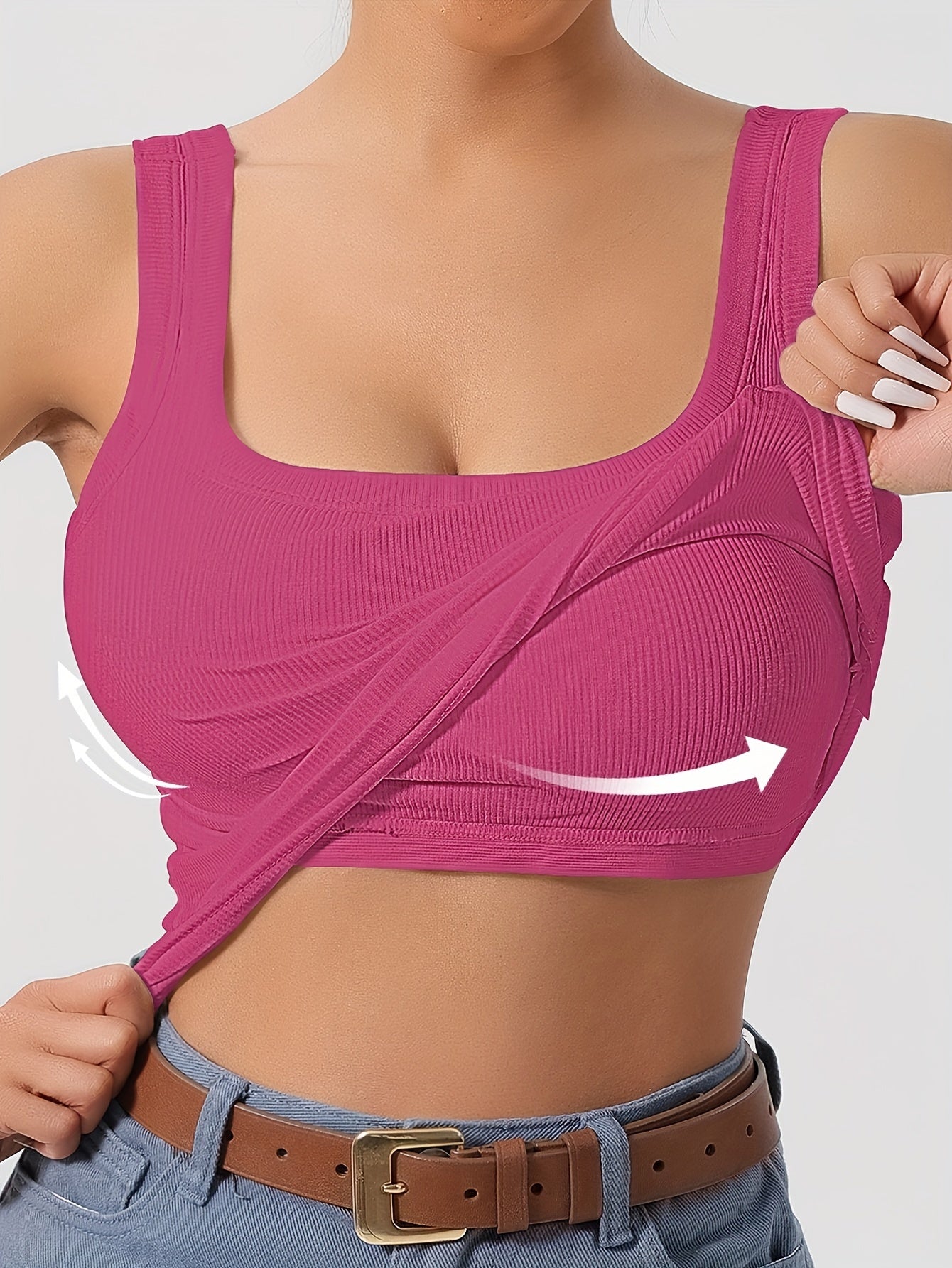 Ribbed Crop Tank Top with Built-in Support for Women – Comfortable and Stylish 4