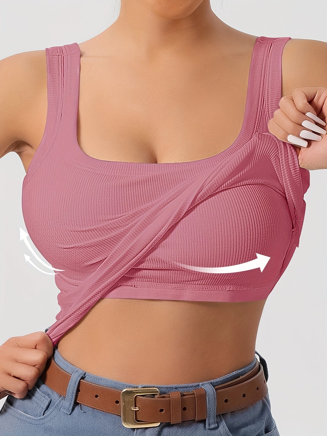 Ribbed Crop Tank Top with Built-in Support for Women – Comfortable and Stylish 6