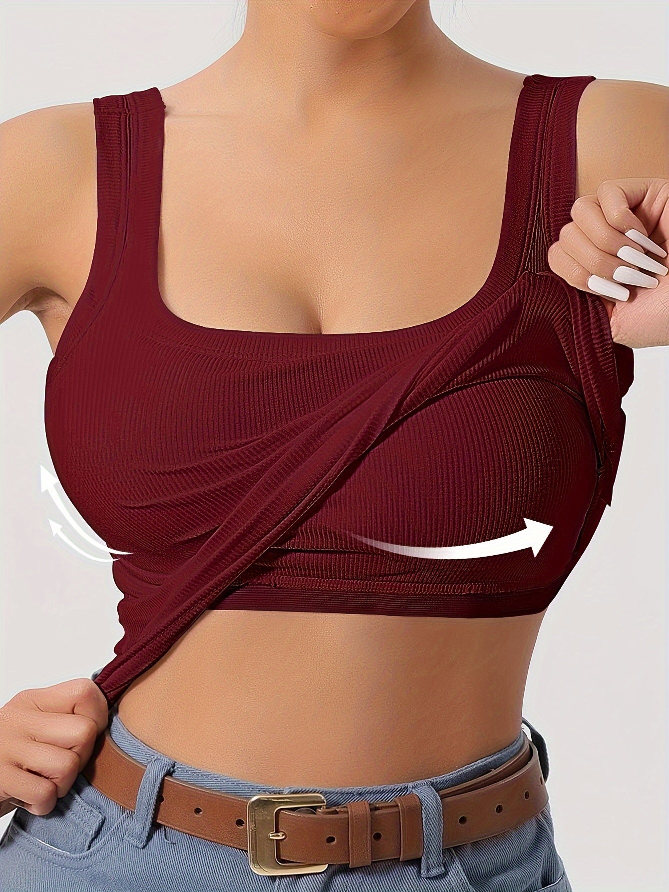 Ribbed Crop Tank Top with Built-in Support for Women – Comfortable and Stylish 7