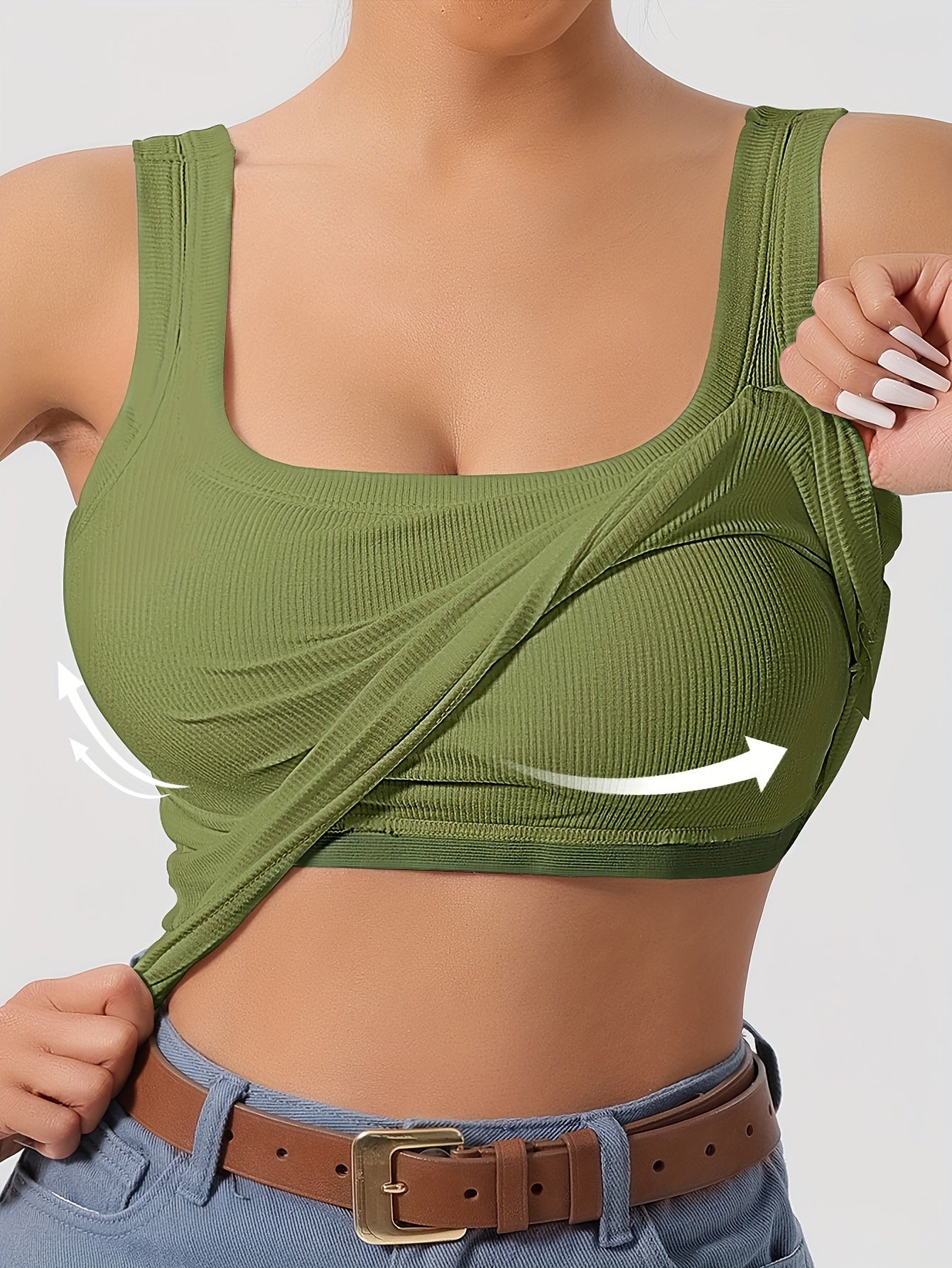Ribbed Crop Tank Top with Built-in Support for Women – Comfortable and Stylish 8