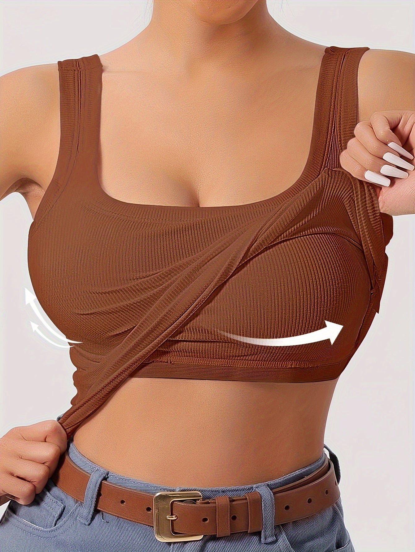 Ribbed Crop Tank Top with Built-in Support for Women – Comfortable and Stylish 9
