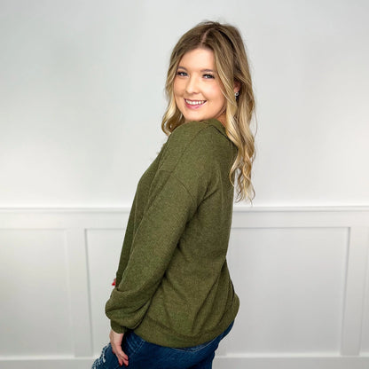Women's Ribbed V-Neck Long-Sleeve Top in available colours – product view 8 | Hensley London
