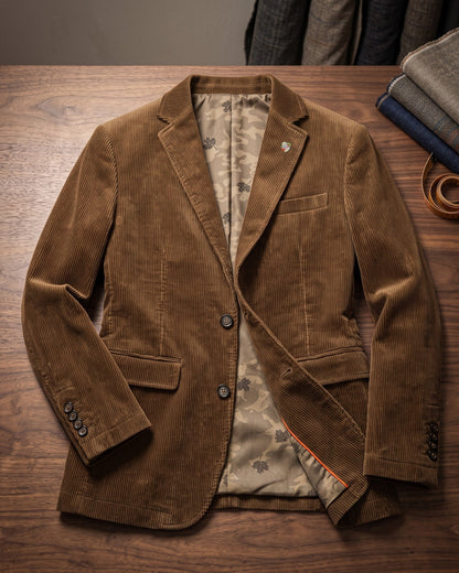 Men's Wide-Wale Corduroy Blazer - front view | Hensley London