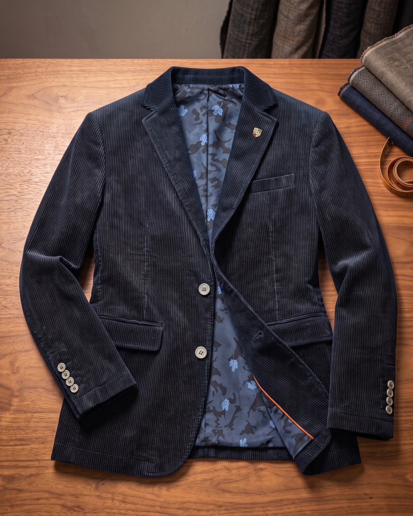 Men's Wide-Wale Corduroy Blazer - back view | Hensley London