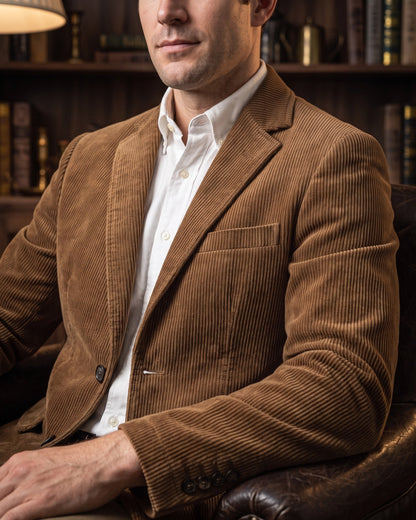 Men's Wide-Wale Corduroy Blazer - styled view | Hensley London