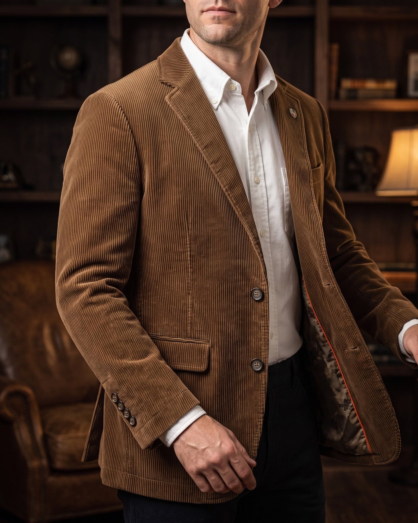 Men's Wide-Wale Corduroy Blazer - lifestyle view | Hensley London