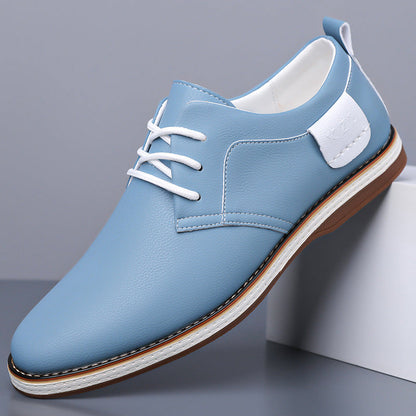 Men's Genuine Leather Shoes in Blue – front view | Hensley London