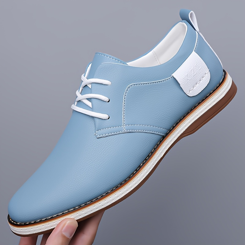 Men's Genuine Leather Shoes in Blue – back view | Hensley London