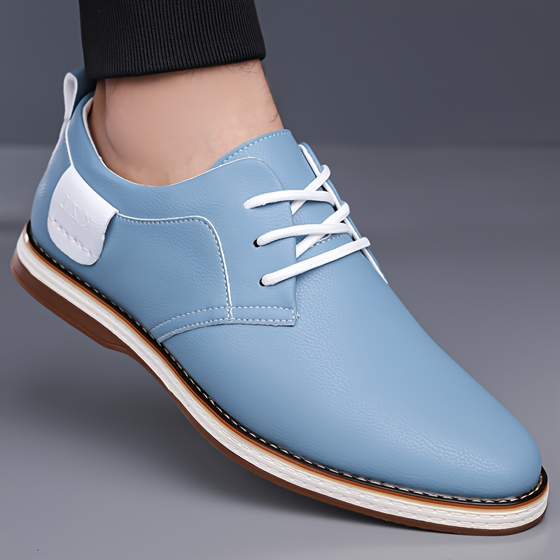 Men's Genuine Leather Shoes in Blue – sole view | Hensley London
