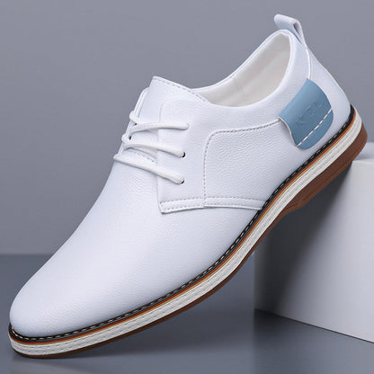 Men's Genuine Leather Shoes in White – heel view | Hensley London