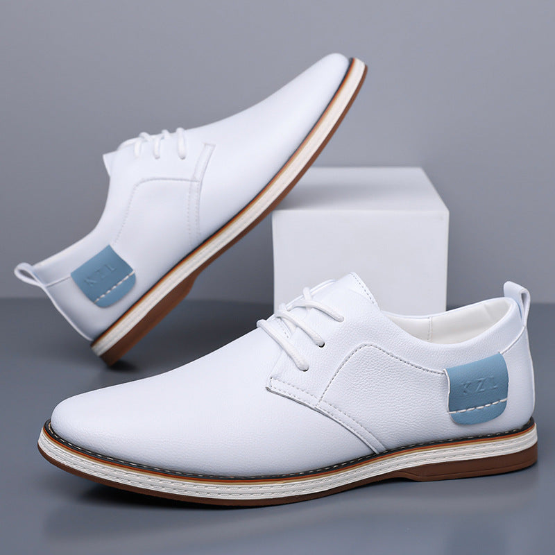 Men's Genuine Leather Shoes in Blue – styled view | Hensley London