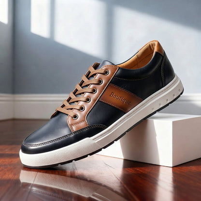 Men's Leather Low-Top Sneakers – side view | Hensley London