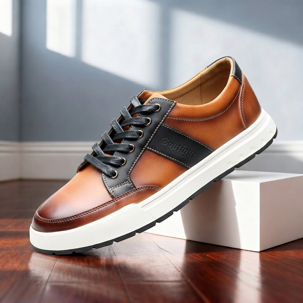 Men's Leather Low-Top Sneakers – detail view | Hensley London