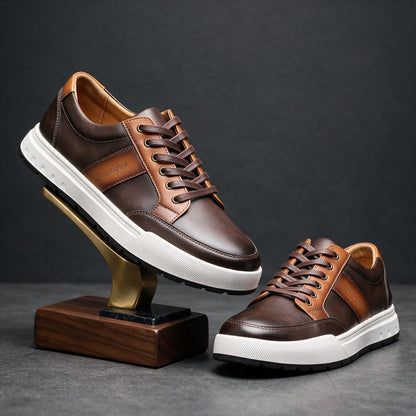Men's Leather Low-Top Sneakers – product view | Hensley London