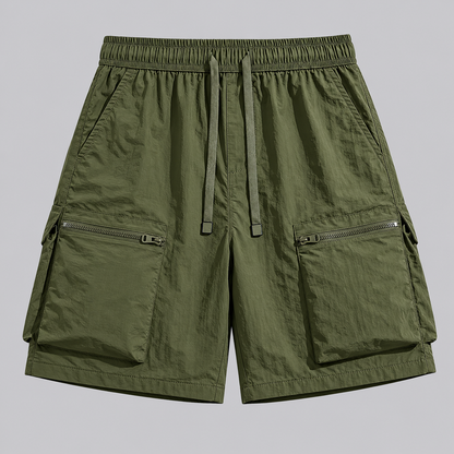 Men's Quick-Dry Cargo Shorts in Rose Red – front view | Hensley London