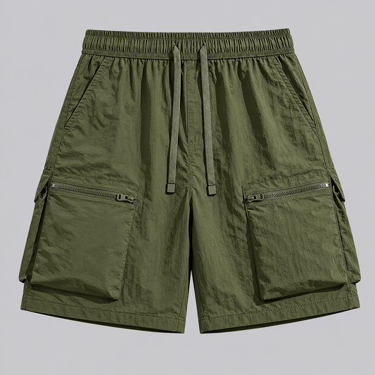Men's Quick-Dry Cargo Shorts in Rose Red – front view | Hensley London