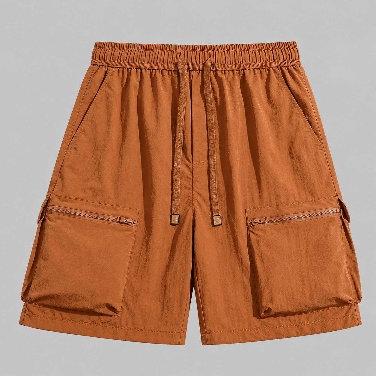 Men's Quick-Dry Cargo Shorts in Caramel – front view | Hensley London