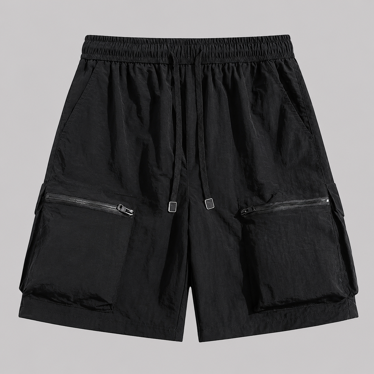 Men's Quick-Dry Cargo Shorts in Black – front view | Hensley London