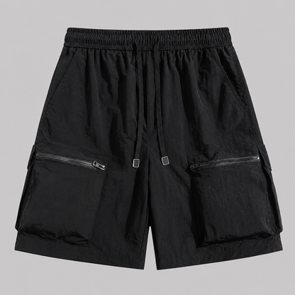 Men's Quick-Dry Cargo Shorts in Black – front view | Hensley London
