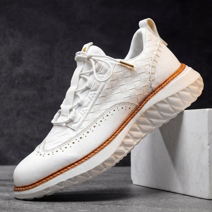Men's Genuine Leather Sneakers in White – front view | Hensley London