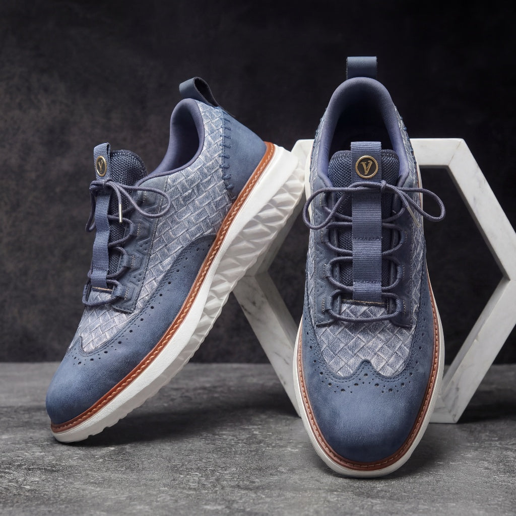 Men's Genuine Leather Sneakers in White – detail view | Hensley London
