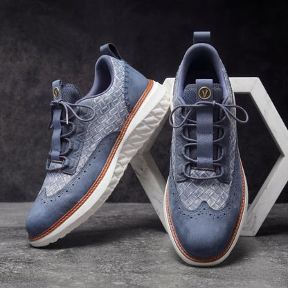 Men's Genuine Leather Sneakers in White – detail view | Hensley London