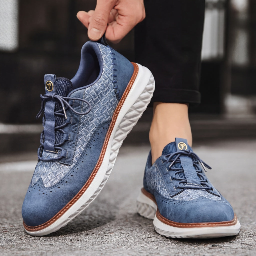 Men's Genuine Leather Sneakers in Black – side view | Hensley London