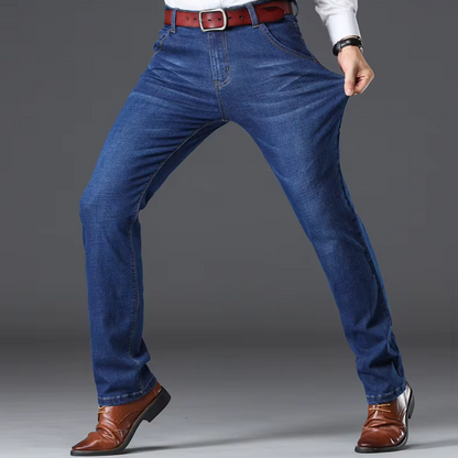 Men's Stretch Denim Classic-Fit Jeans - detail view | Hensley London