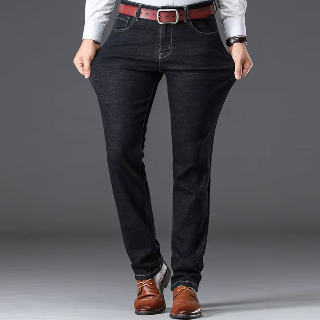 Men's Stretch Denim Classic-Fit Jeans - detail view | Hensley London