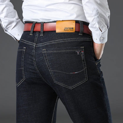 Men's Stretch Denim Classic-Fit Jeans - lifestyle view | Hensley London