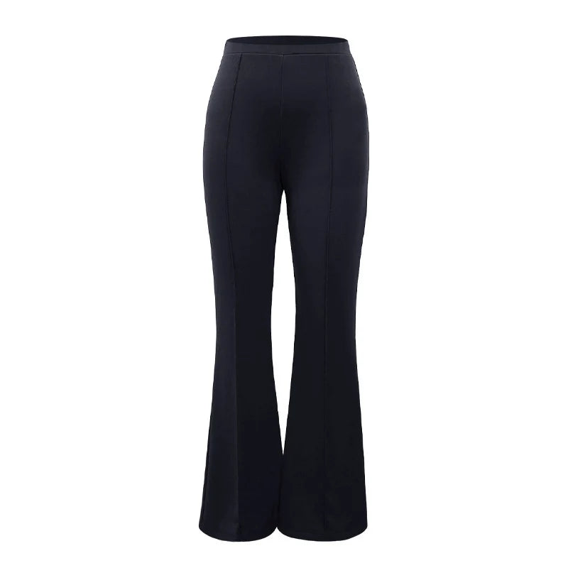 Women's Stretch High-Waist Bootcut Trousers in Black – additional product view | Hensley London