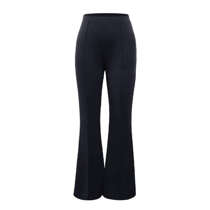 Women's Stretch High-Waist Bootcut Trousers in Black – additional product view | Hensley London