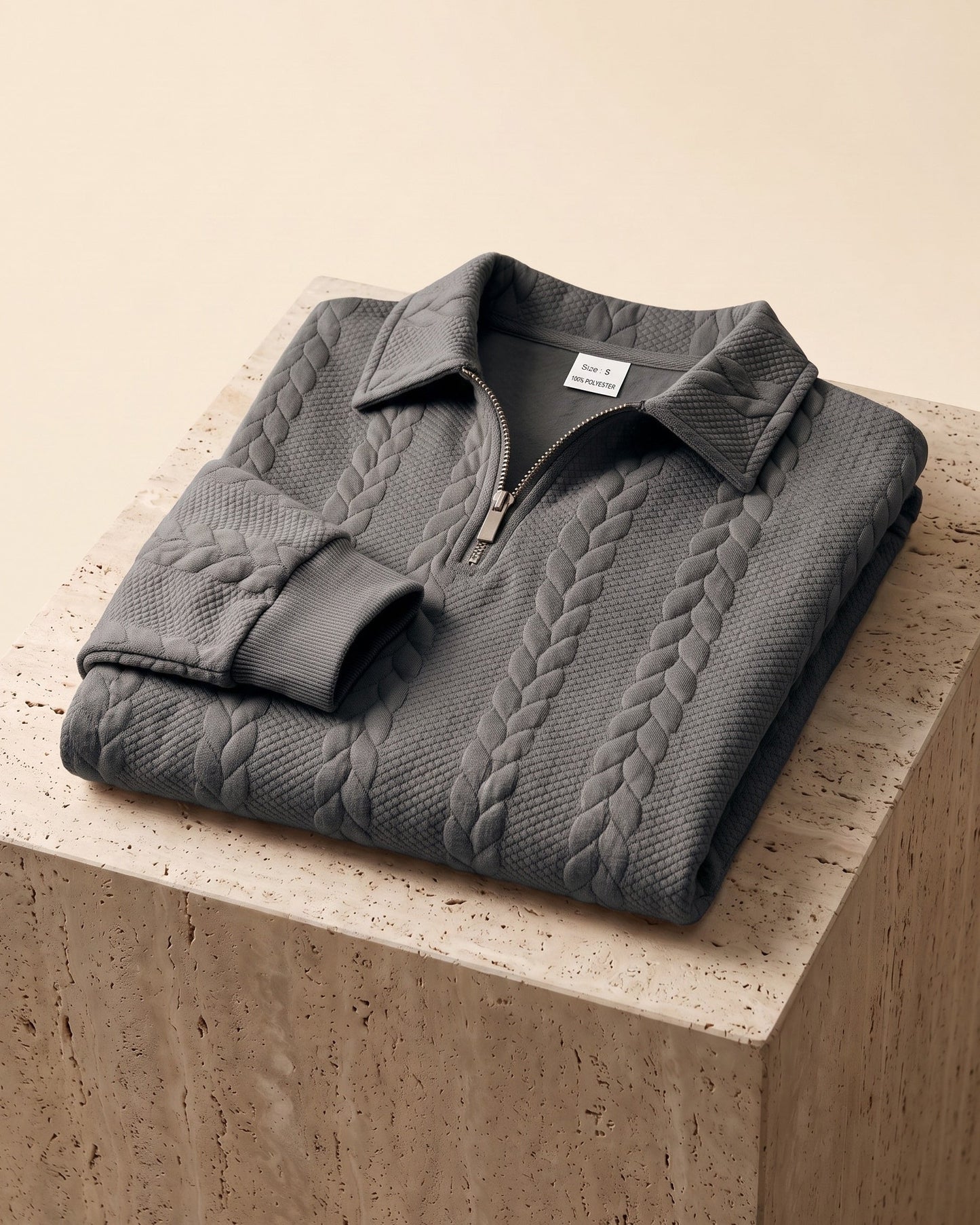 Men's Cable-Jacquard Quarter-Zip - detail view | Hensley London