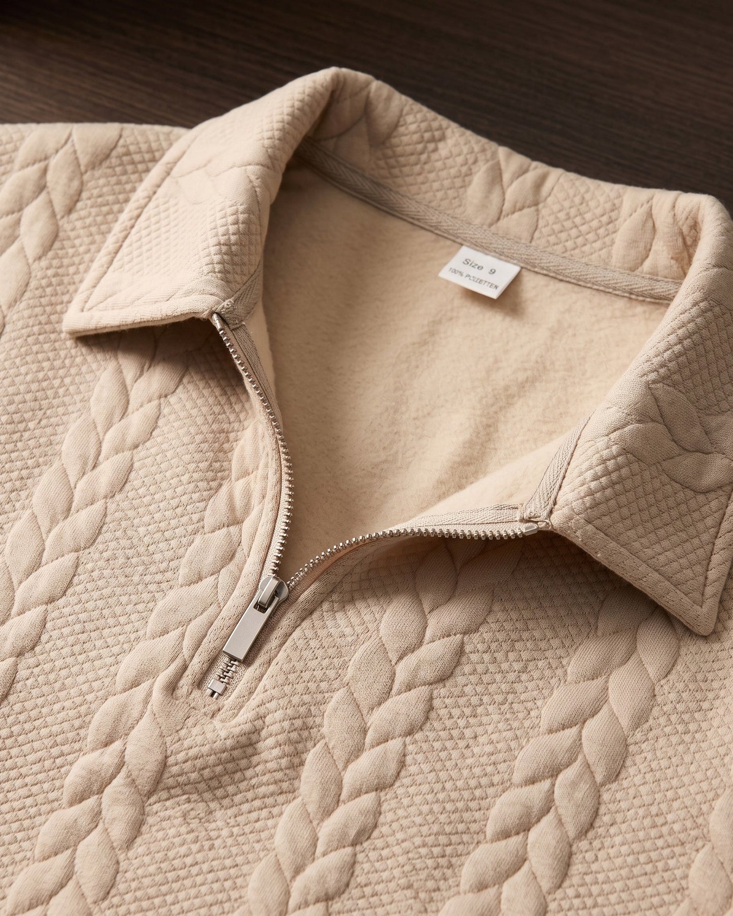 Men's Cable-Jacquard Quarter-Zip - detail view | Hensley London