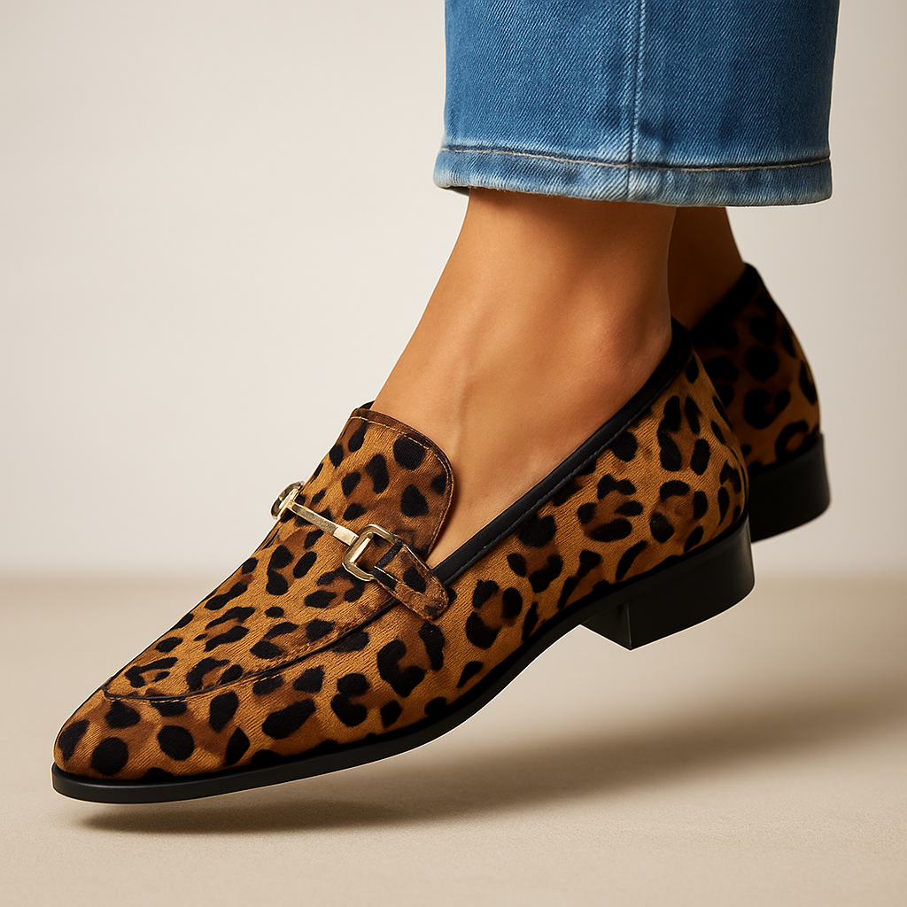 Women's Loafers Animal Print Pointed Toe Faux Leather
