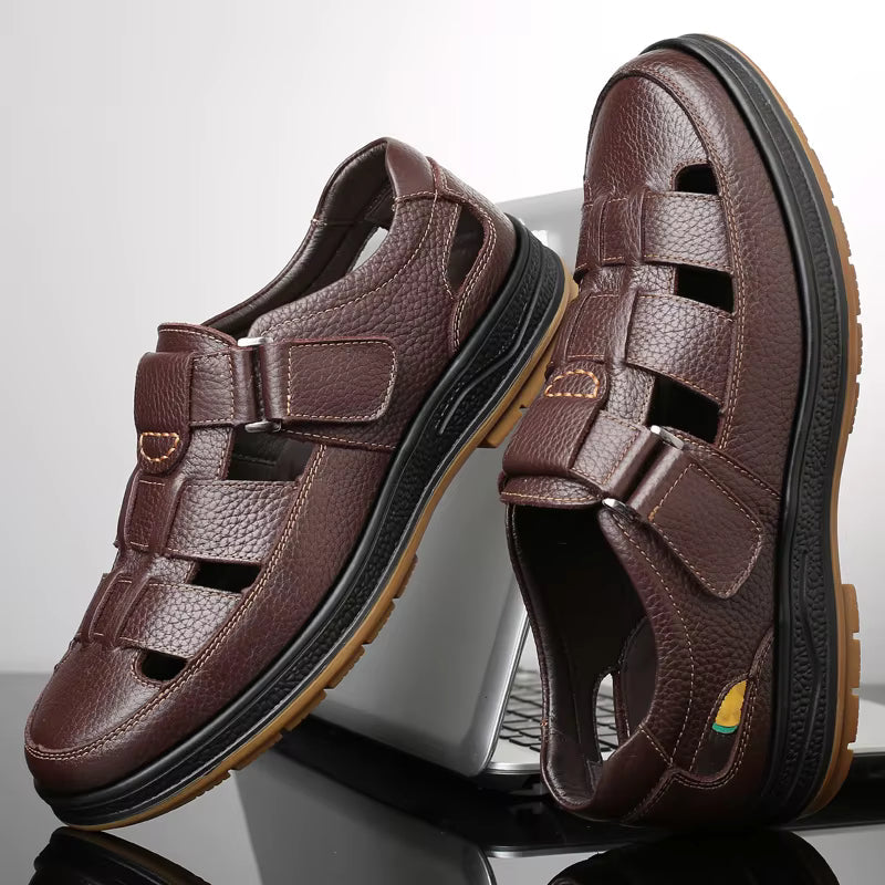 Men's Split Leather Fisherman Sandals – product view | Hensley London
